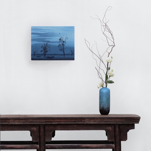 Lelystad Netherlands w/ horses landscape painting - Picture 2 of 2